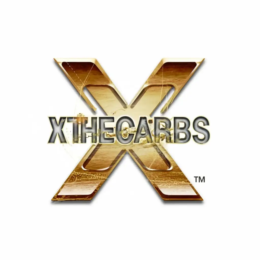 logo, X
metal
Gold 
white background
, with the text "xthecarbs", typography, be used in Sports Fitness industry
