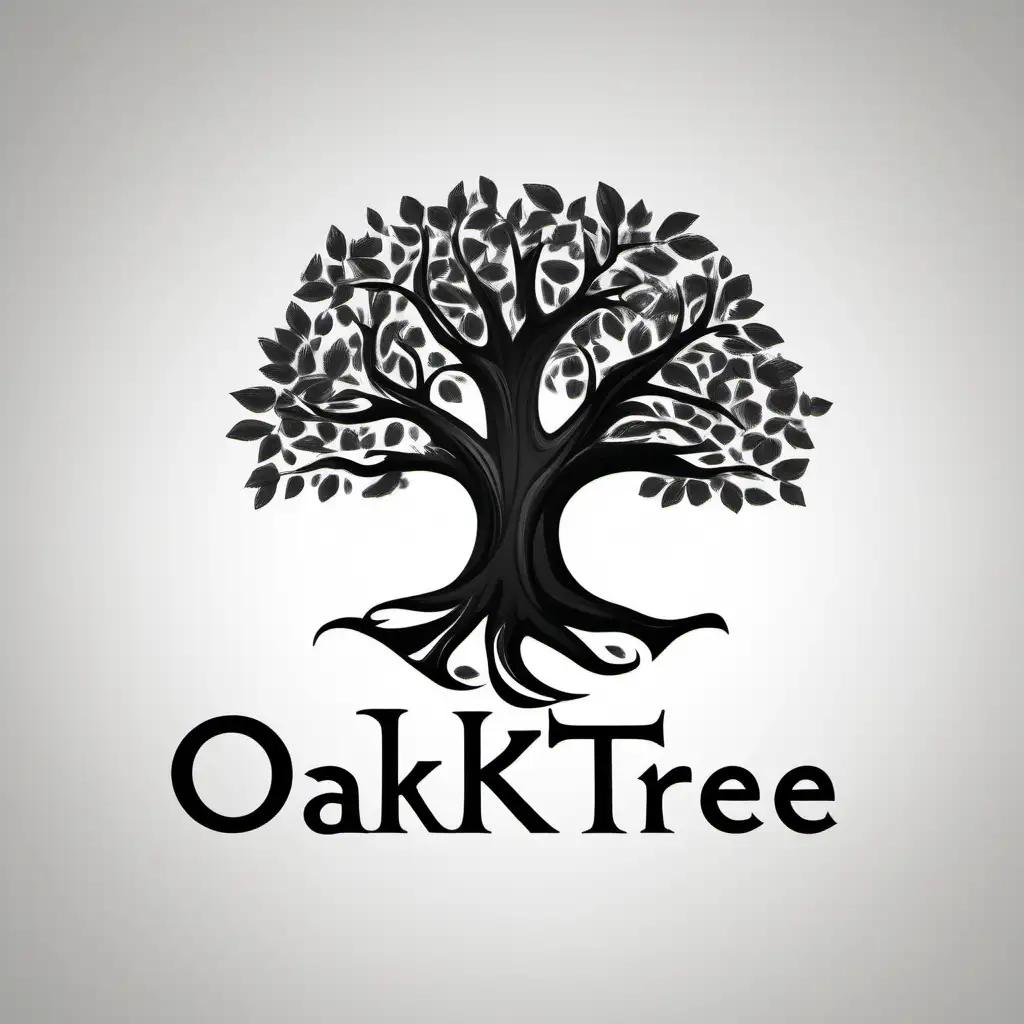 Generiere ein Logo für die Oak Tree Apartments. Es soll elegant schlicht und schwarz weiß sein.