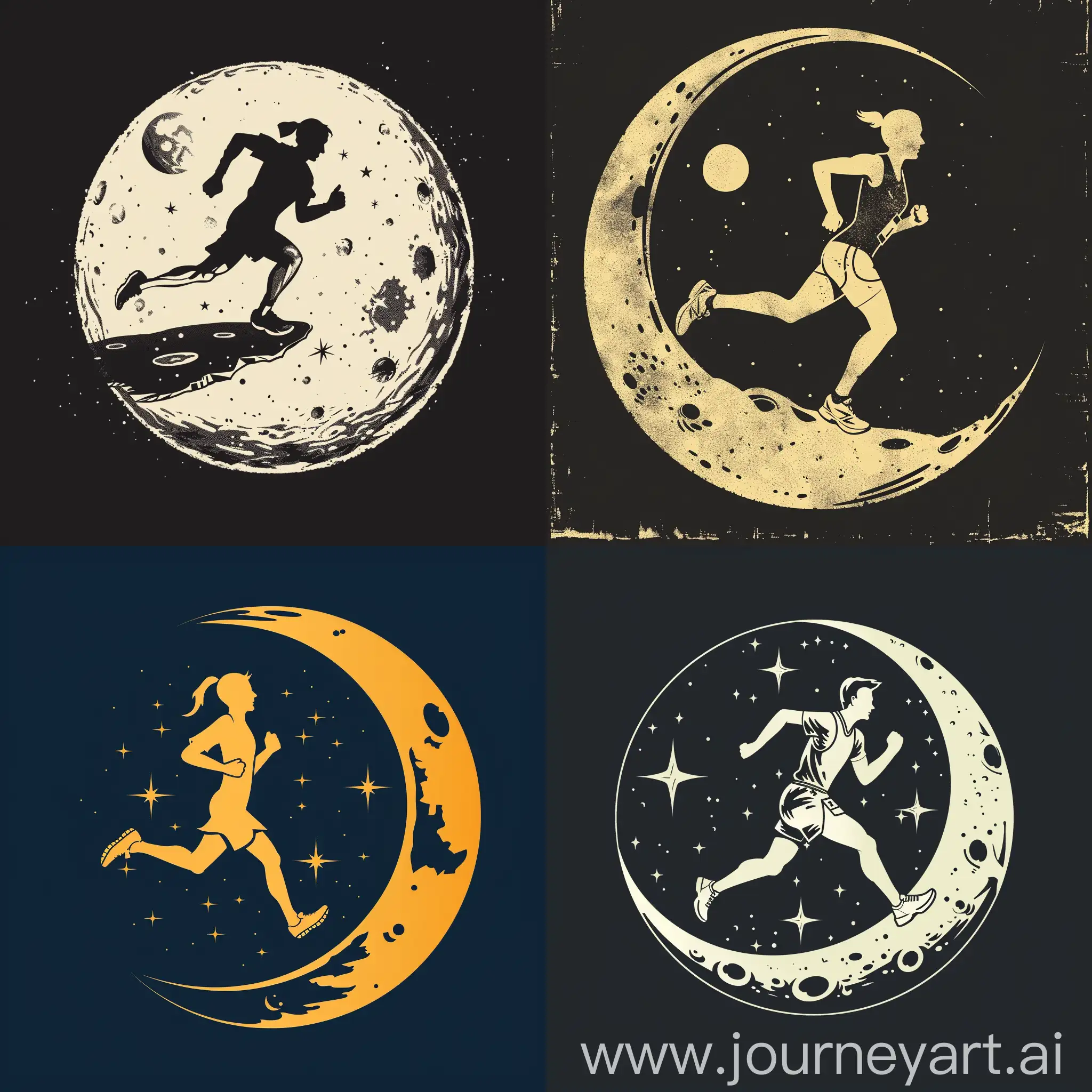 Moon-Marathon-Astronaut-Runner-in-Space-Exploration-Logo