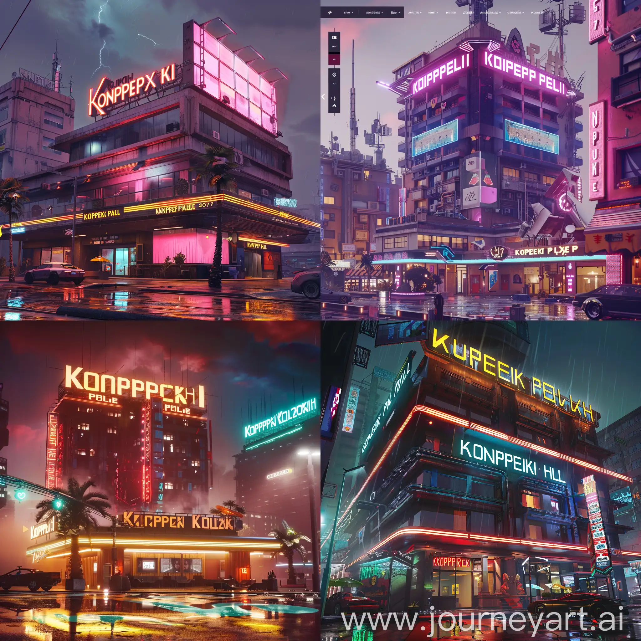 website design for Konpeki Plaza Hotel from the game Cyberpunk2077