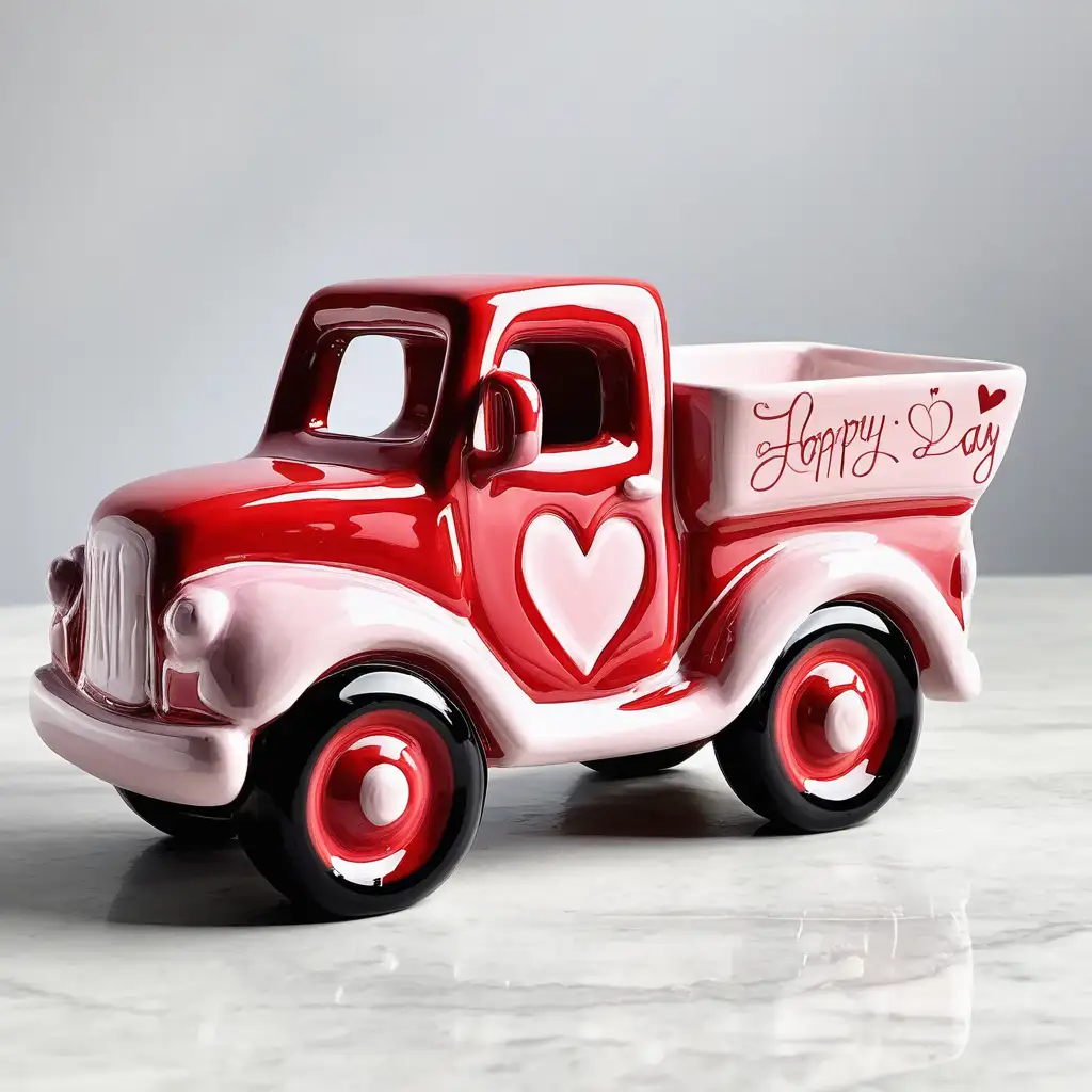 Romantic Valentines Day Ceramic Truck Decor