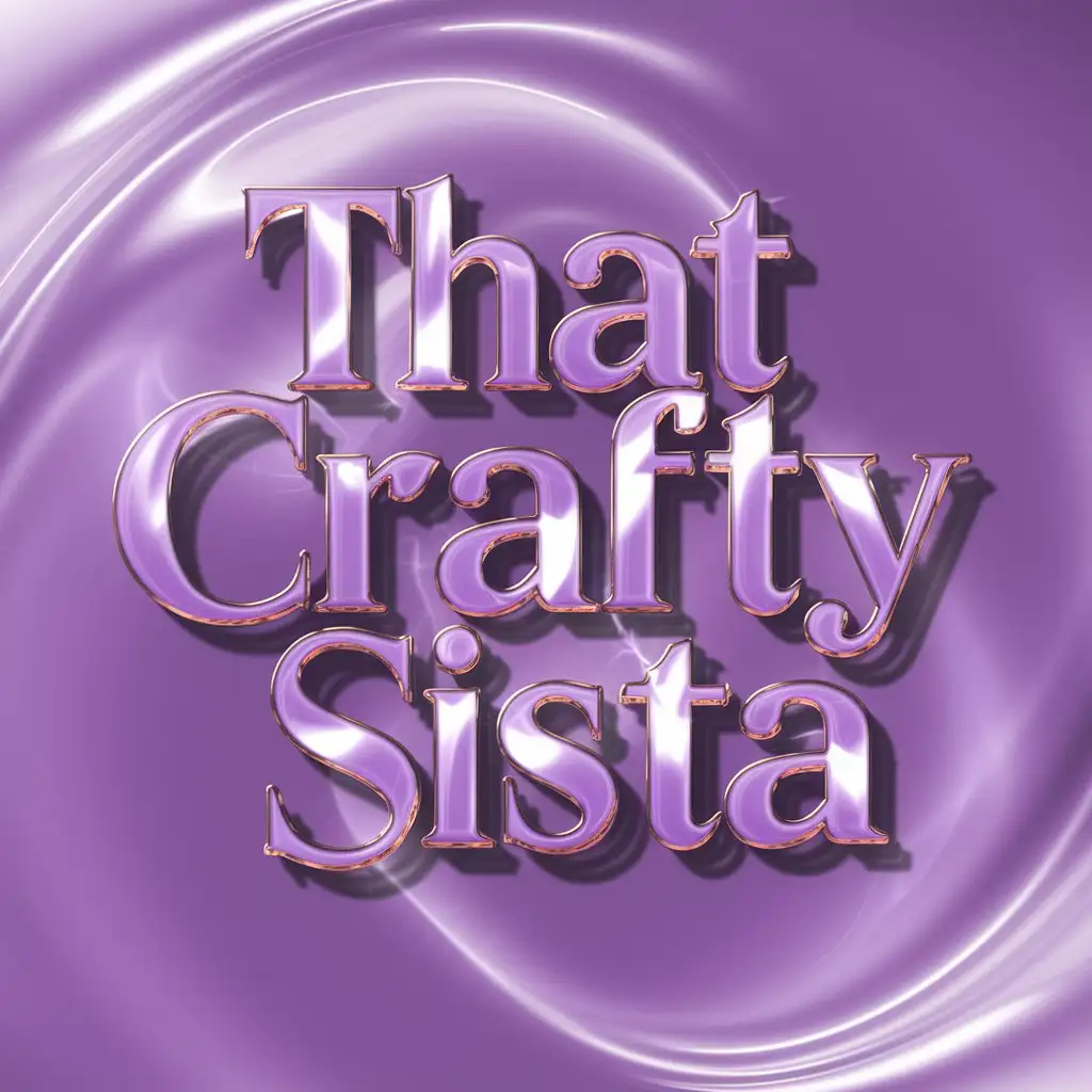 text  "That Crafty Sista", isolated on a lilac gradient background, the text is ethereal, slick, vitreous, with a luster and a sheen and a glaze, glassy font, reflective font style, glossy text effect, polished font weight, gradient text color, shiny surface, smooth outline, glosscoated, cleancut, bright clarity 