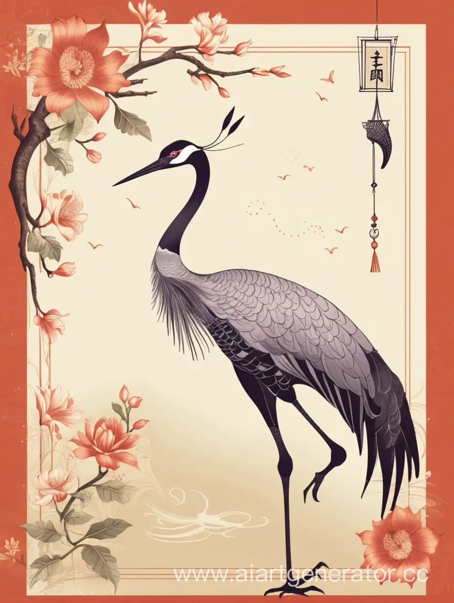Elegant-Greeting-Card-Featuring-Majestic-Crane