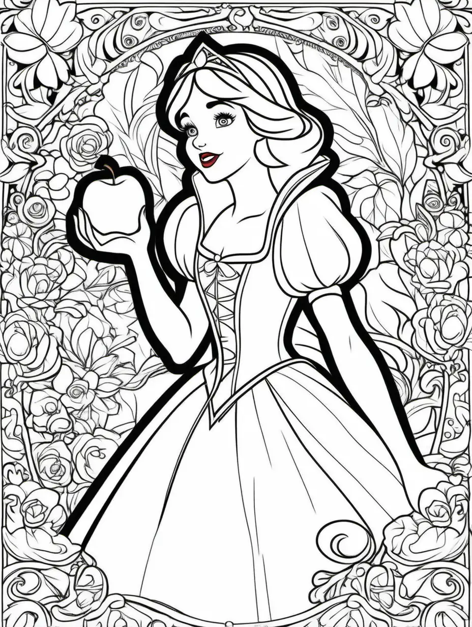 Relaxing Disney Snow White Coloring Page with Intricate Patterns