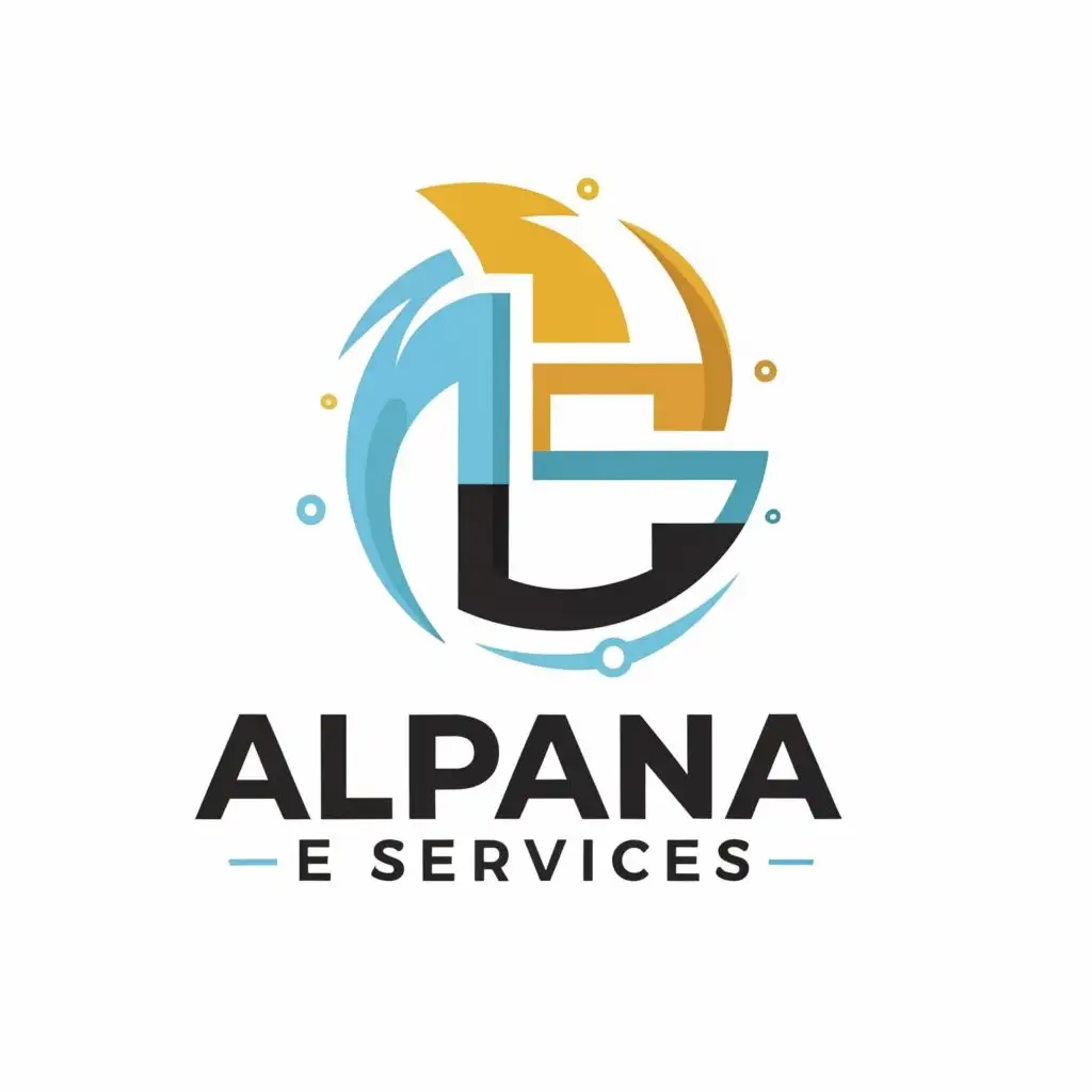 logo, Digital, with the text "Alpana E Services", typography, be used in Internet industry