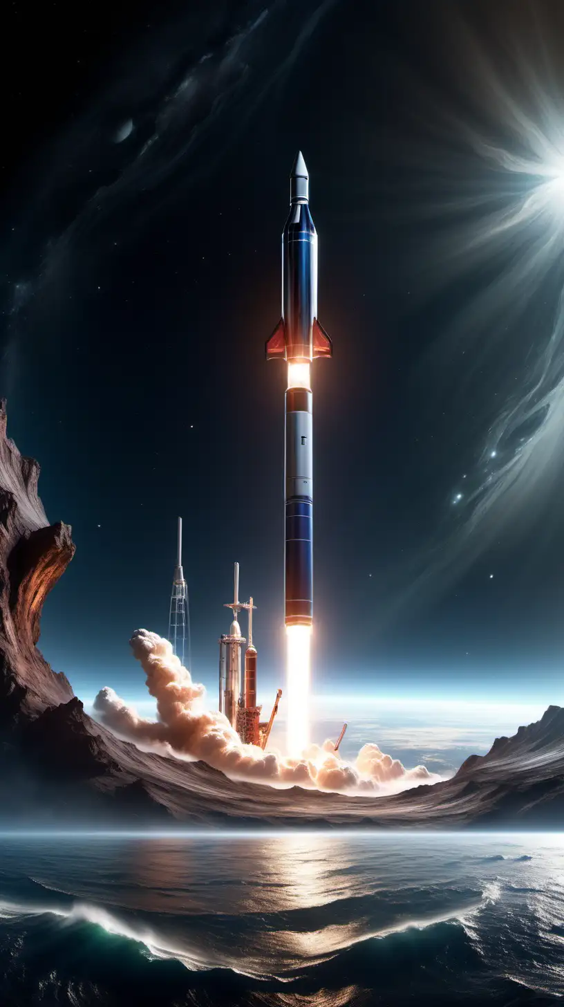 Elon Musks Rocket Soaring Through Skys Water Layer