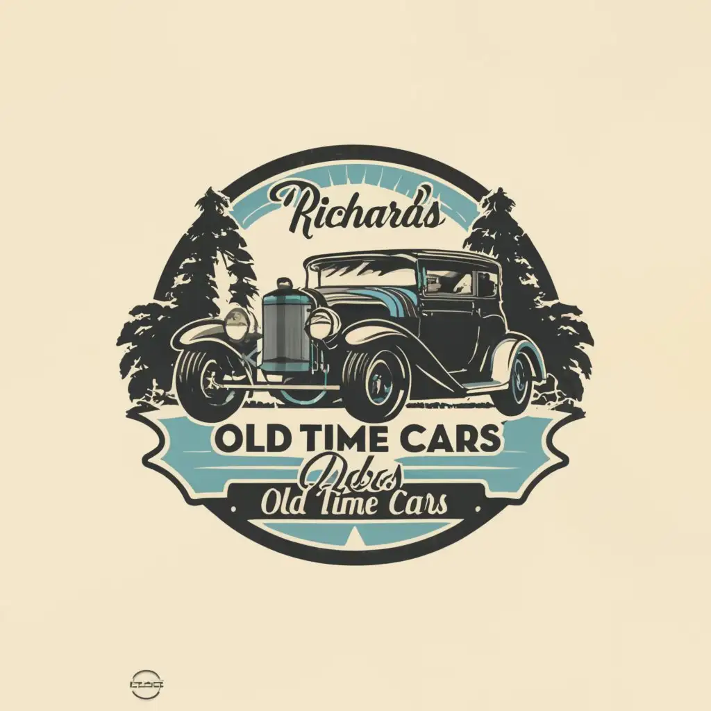 a logo design,with the text "Richards 
Old Time Cars", main symbol:classic old cars,Moderate,clear background