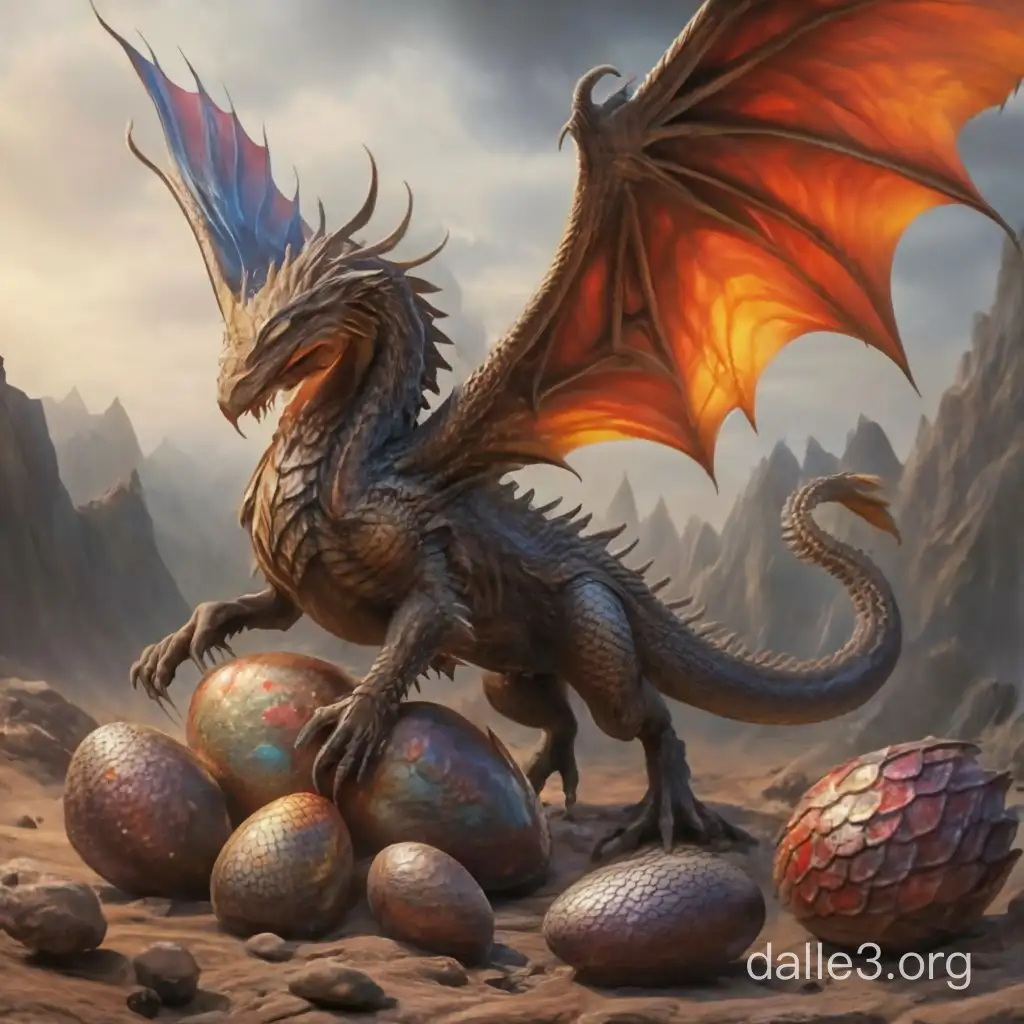 the battle dragon made from magicians and dragon eggs, dark fantasy , realism