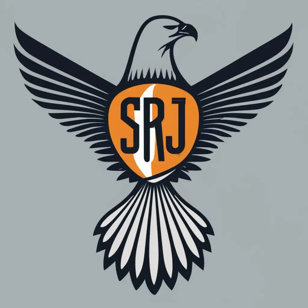 logo text "SRJ", typography in shape of an eagle