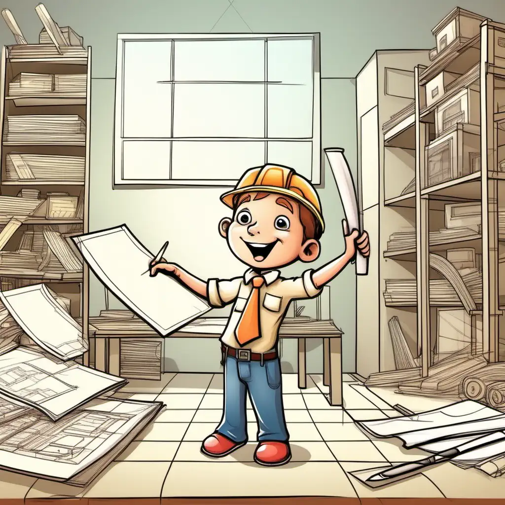 Whimsical Cartoon Architects Childrens Dream Job Exploration