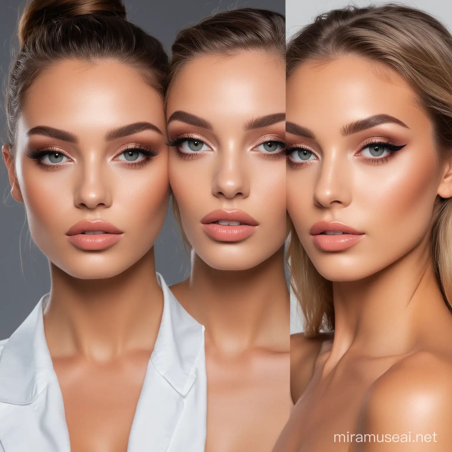 Glamorous European and American Makeup Models Showcasing Diverse Looks