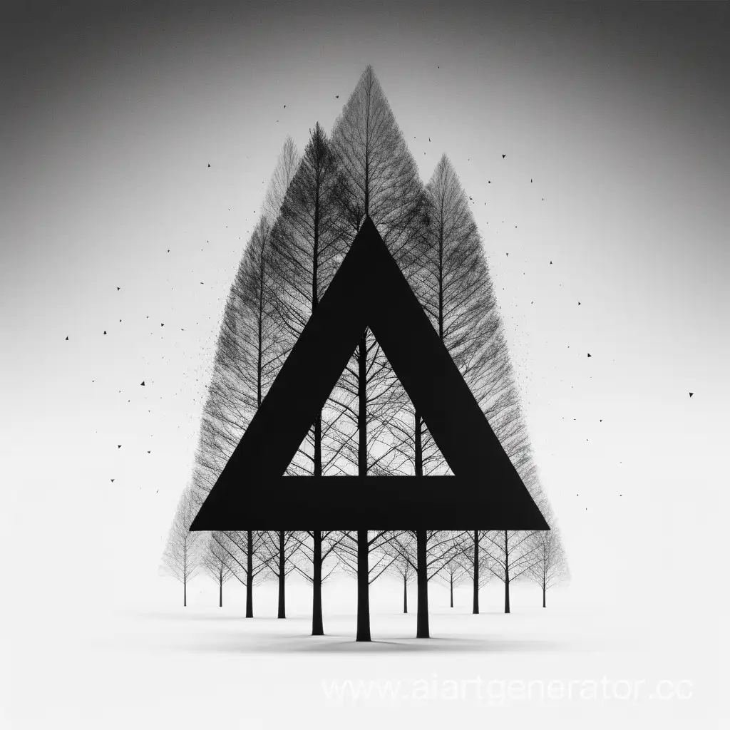 Enigmatic-Forestscape-Black-Triangle-Amidst-White-Noise