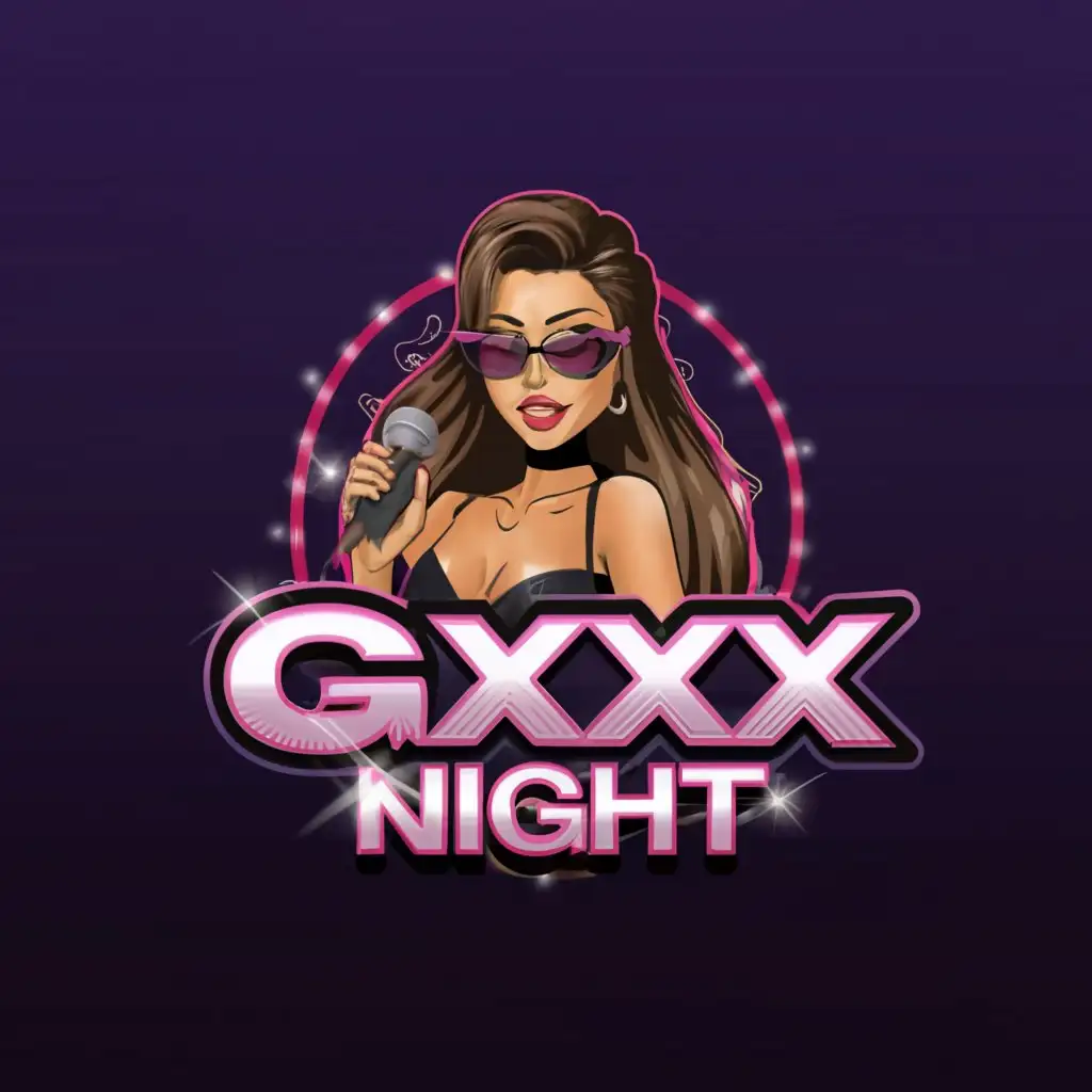 a logo design,with the text "gxxx night", main symbol:cam girl,Moderate,clear background