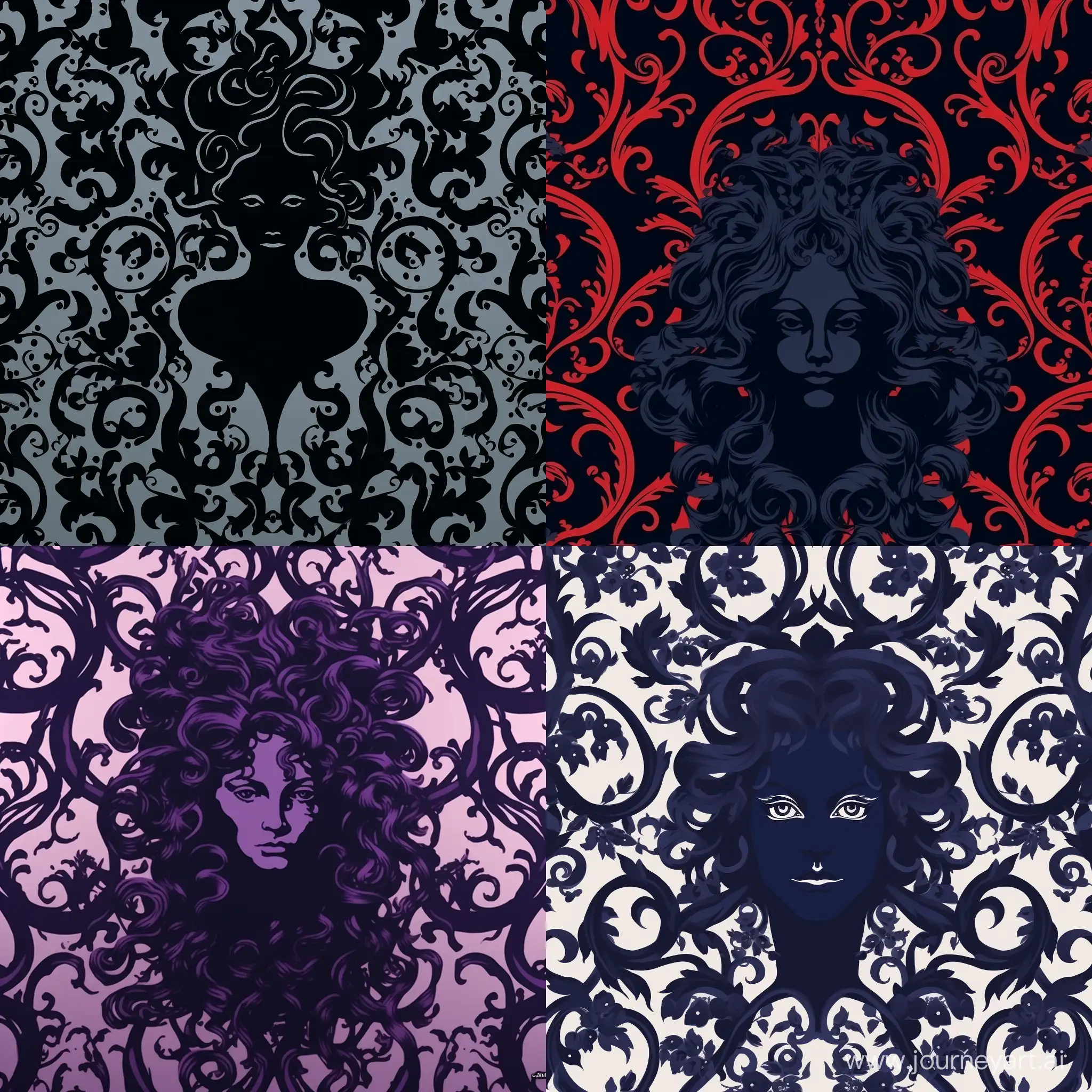 Medusa Silhouette Damask Pattern