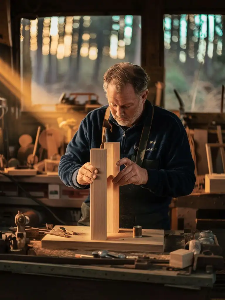 Pensive Old Craftsman in Wood Workshop Brandenburg Forest Portrait