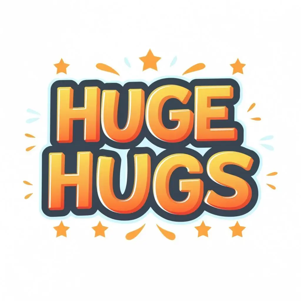 logo, comedy, with the text "huge hugs", typography, be used in Entertainment industry
