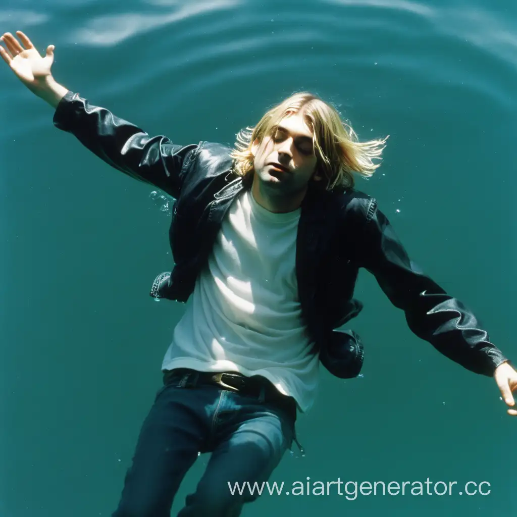 Kurt Cobain floating in the water