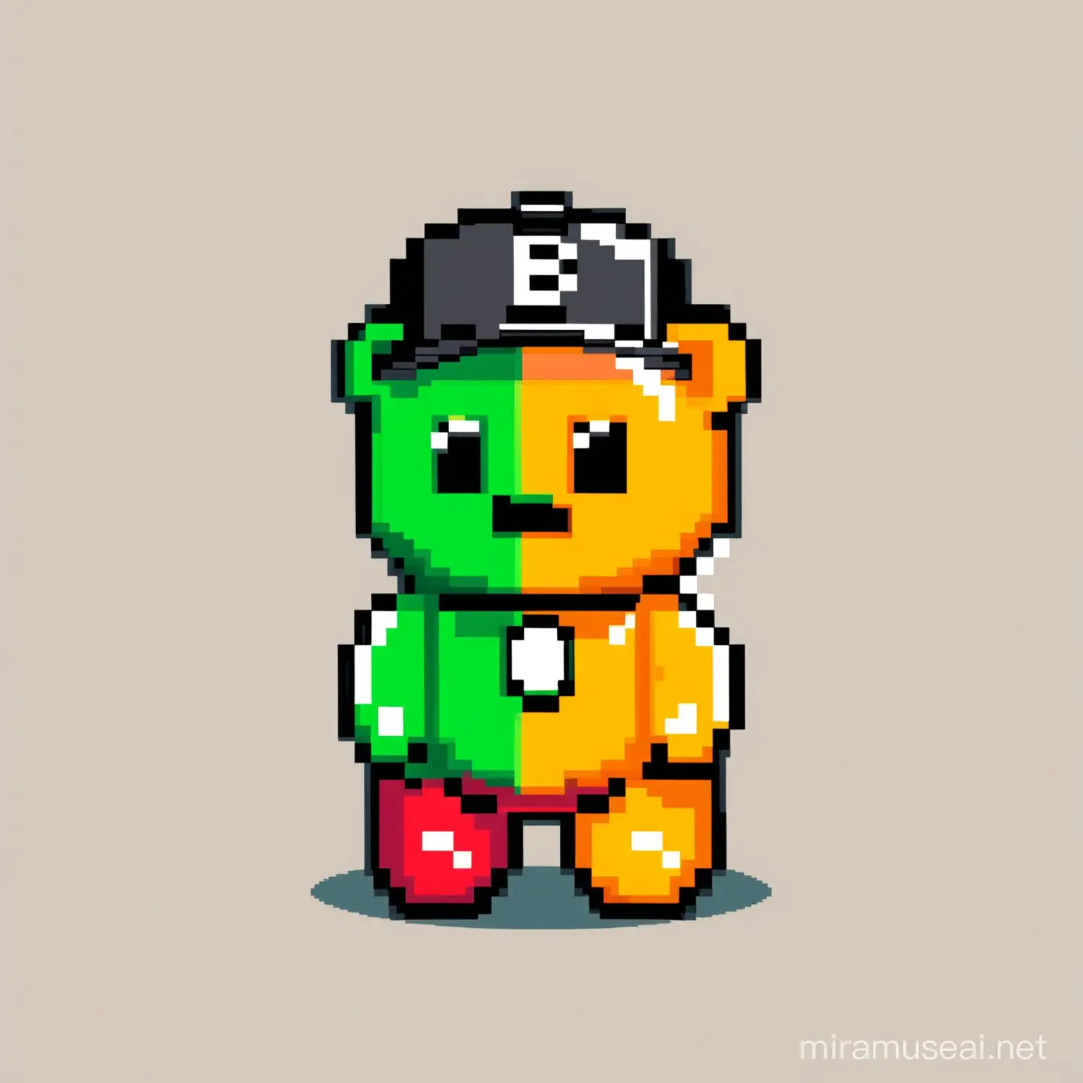 Colorful 8 Bit Gummy Bear Mascot for Crypto Meme Token