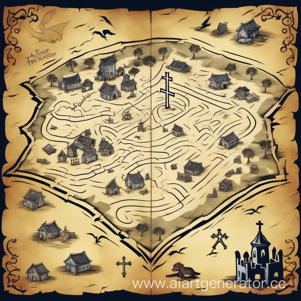 Game-of-Thrones-Style-Treasure-Map-Route-Through-Graveyard-to-Buried-Animal