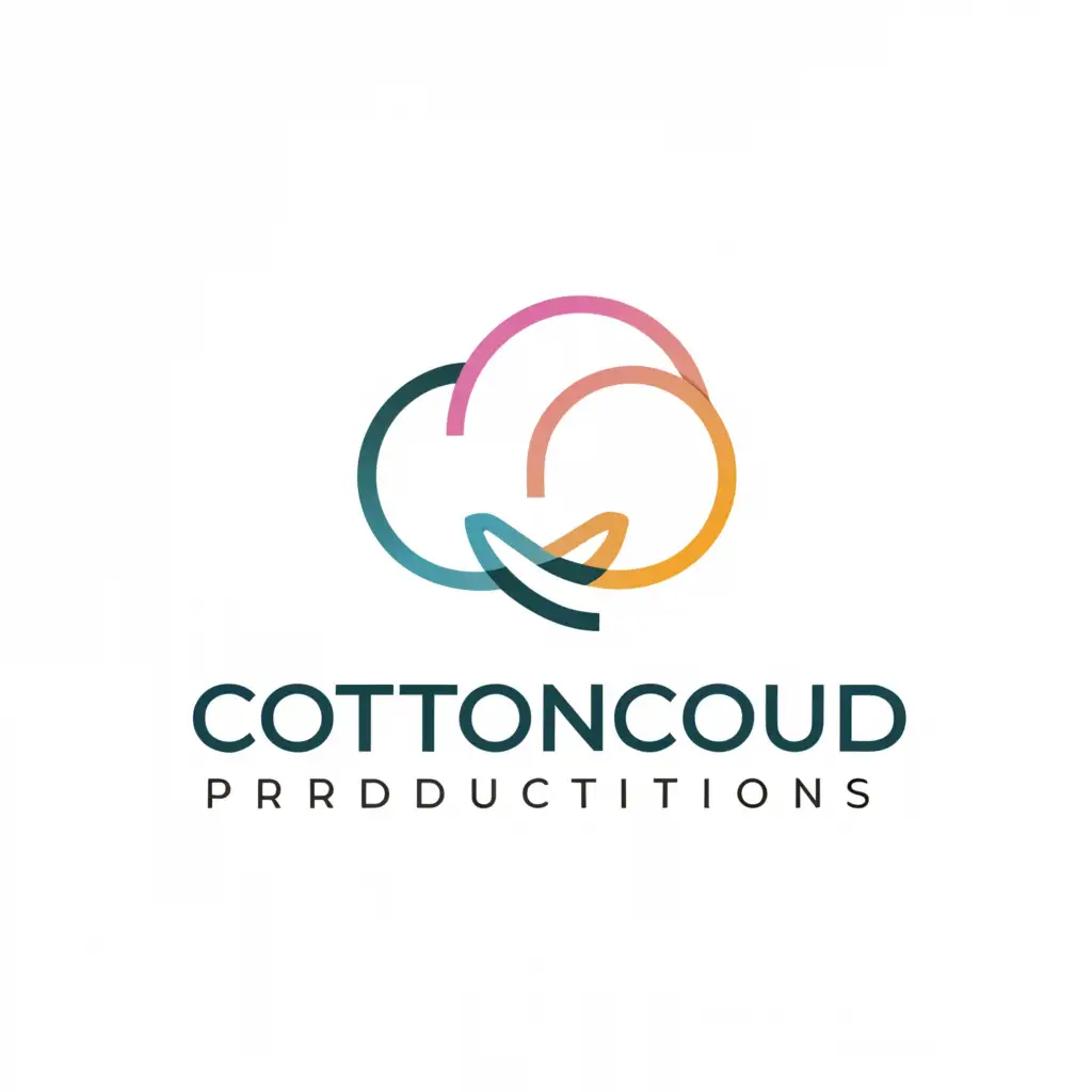 a logo design,with the text "CottonCloud Productions", main symbol:cotton, cloud, cotton candy,complex,clear background