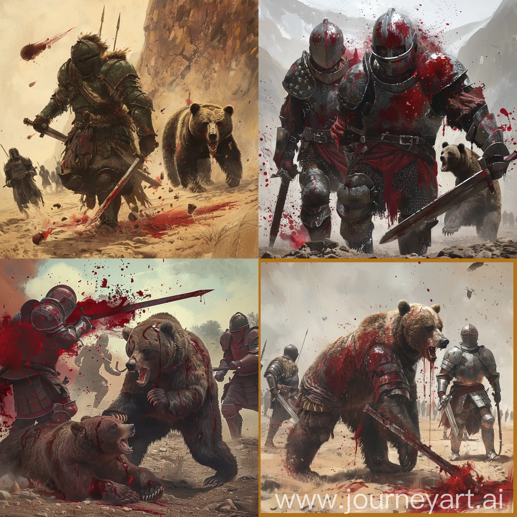 Armored-Warriors-in-a-Desolate-Wasteland-Engaging-in-a-Fierce-Bear-Hunt