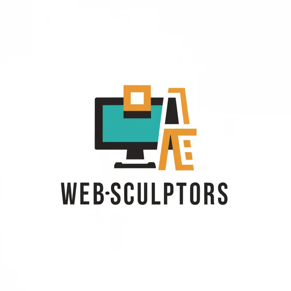 a logo design,with the text "Web-Sculptors", main symbol:The old computer and easel,Minimalistic,be used in Internet industry,clear background