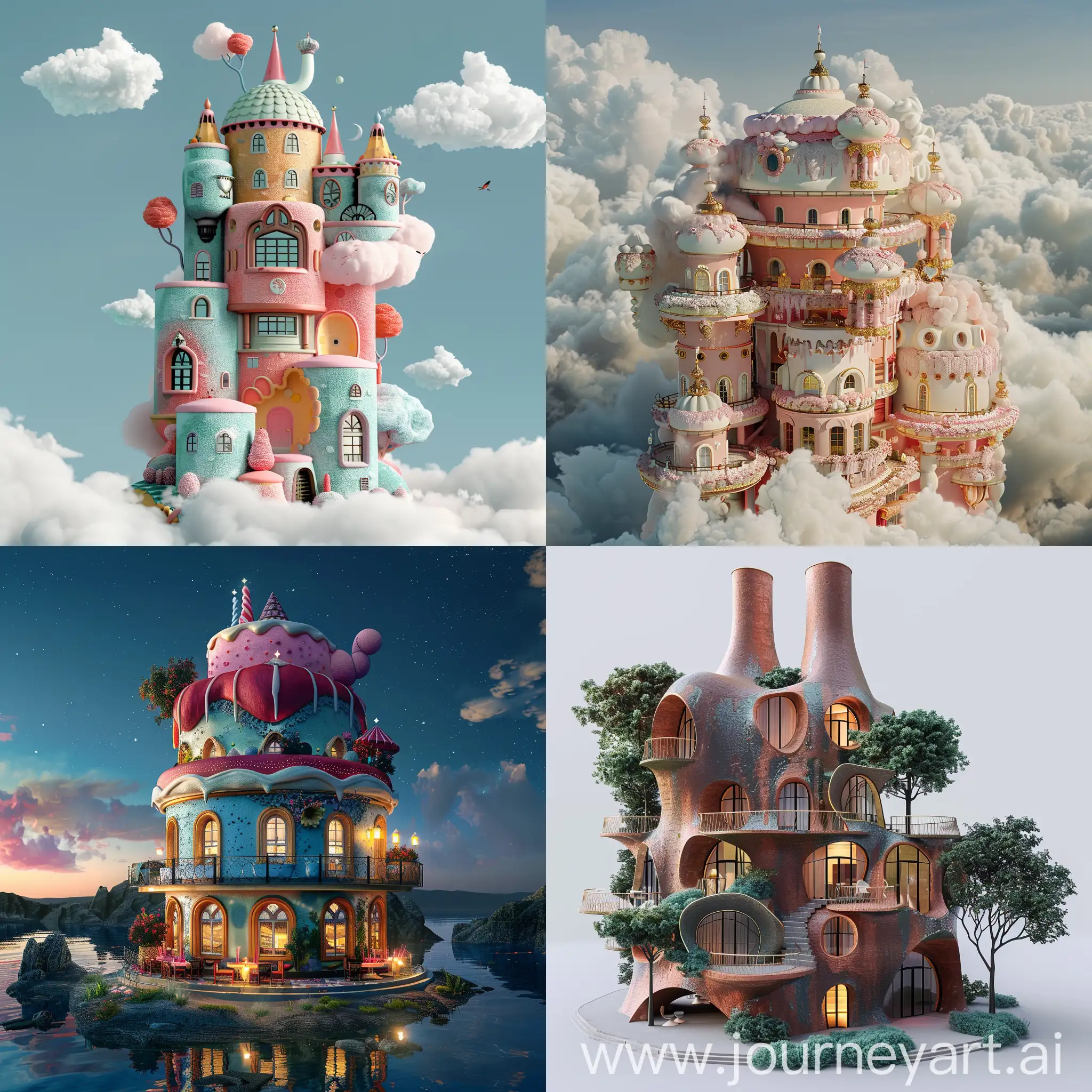 A building in the shape of a cake :: 3D animation