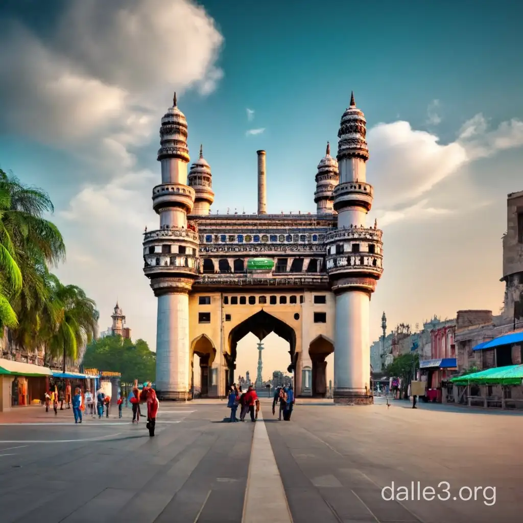 Create a realistic image of historical Charmimar of Hyderabad