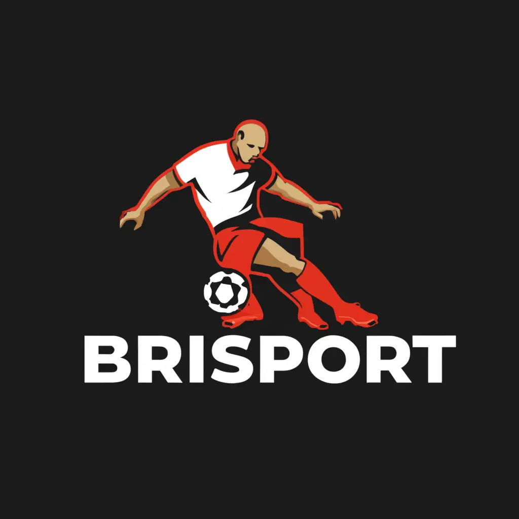 a logo design,with the text "brisport", main symbol:player kicking soccer ball,Moderate,be used in Sports Fitness industry,clear background