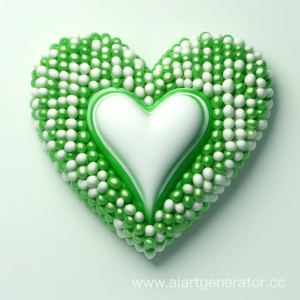  white and green heart