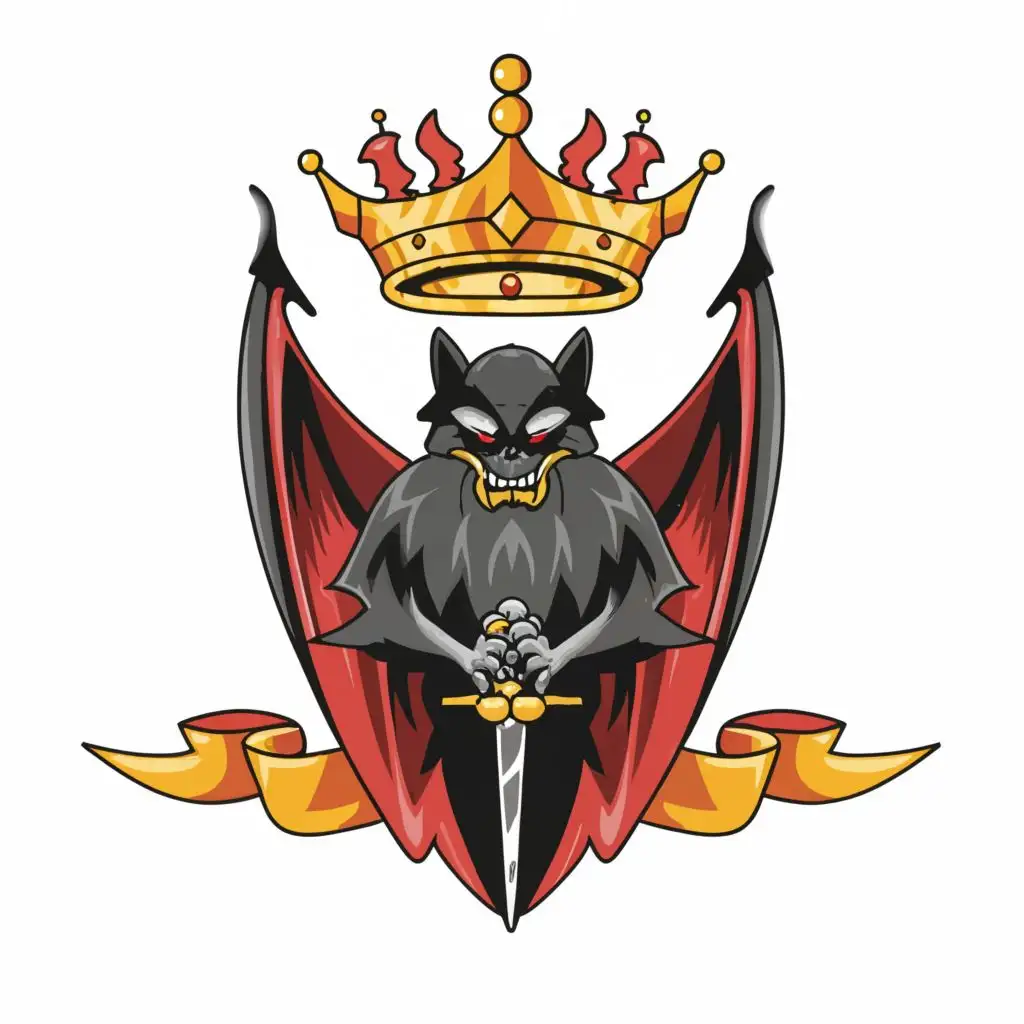 Gothic Vampire Family Crest Majestic Bat Clutching Crown | Dalle3 AI