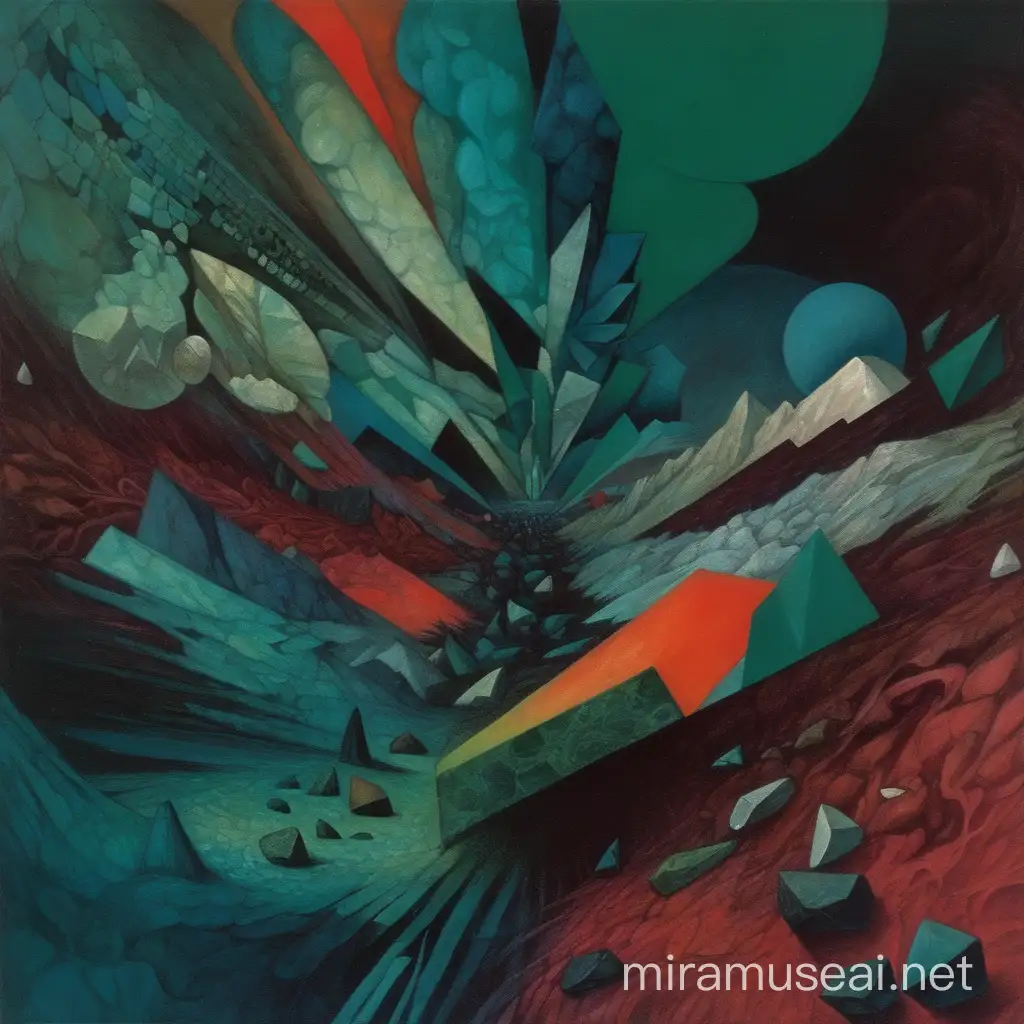 Mischief and Intrigue Abstract Rock Album Art with Dark Color Palette