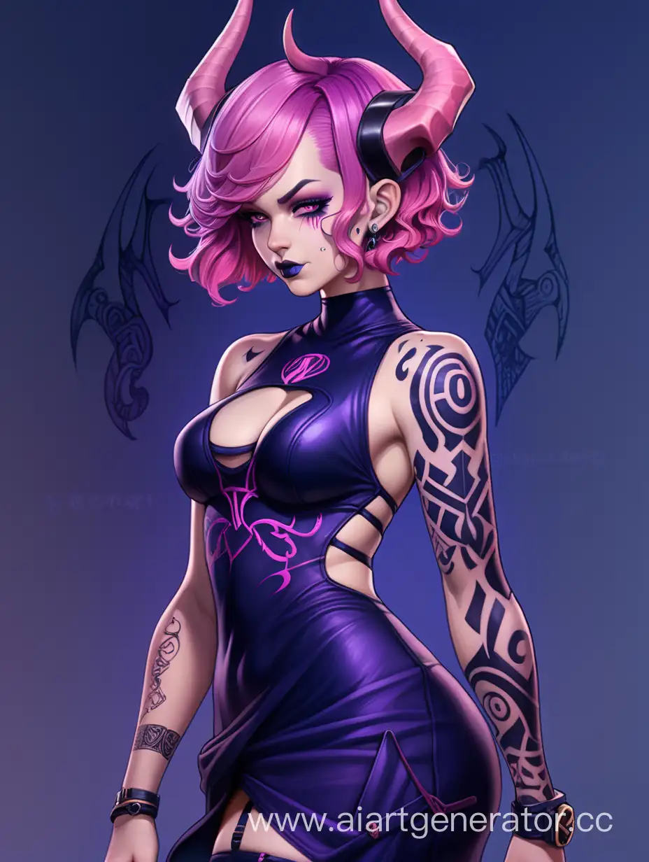 Elegant-Cyberpunk-Demoness-in-Dark-Blue-Aristocrat-Dress