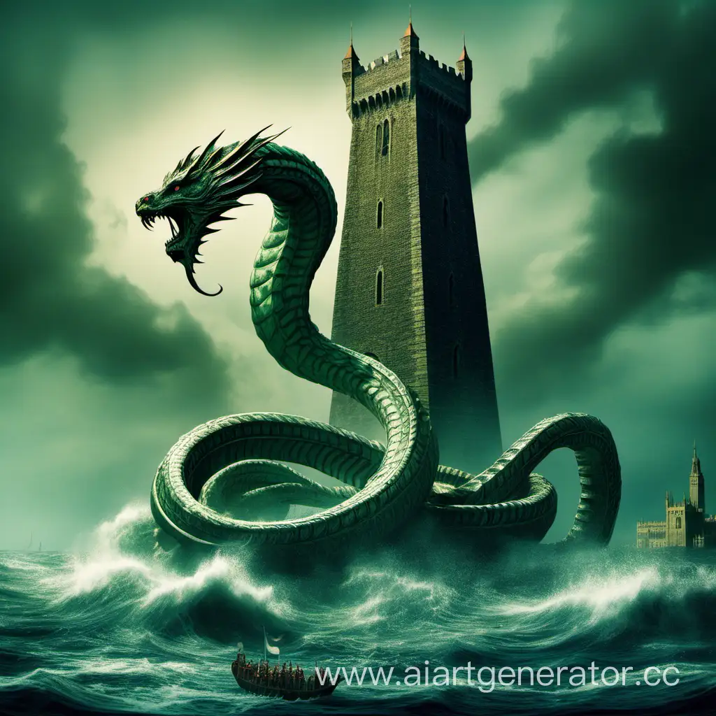 морской змей обернулся вокруг башни