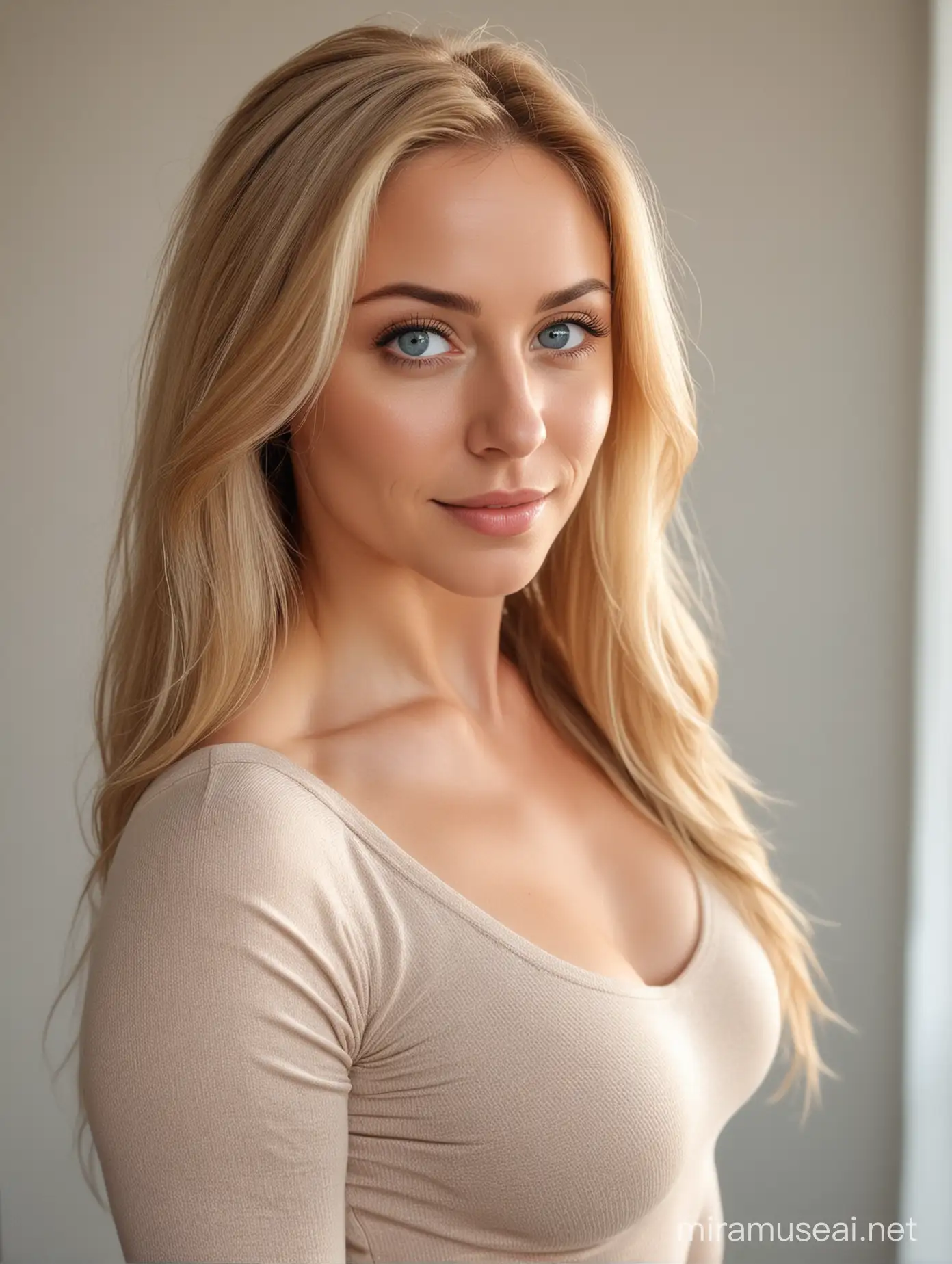beautiful graceful pretty cute 35 years old women, golden hair, blue eyes, porcelain skin, natural beauty, natural makeup, muscle amazing body and figure, spandex outfit, gym lockerrom