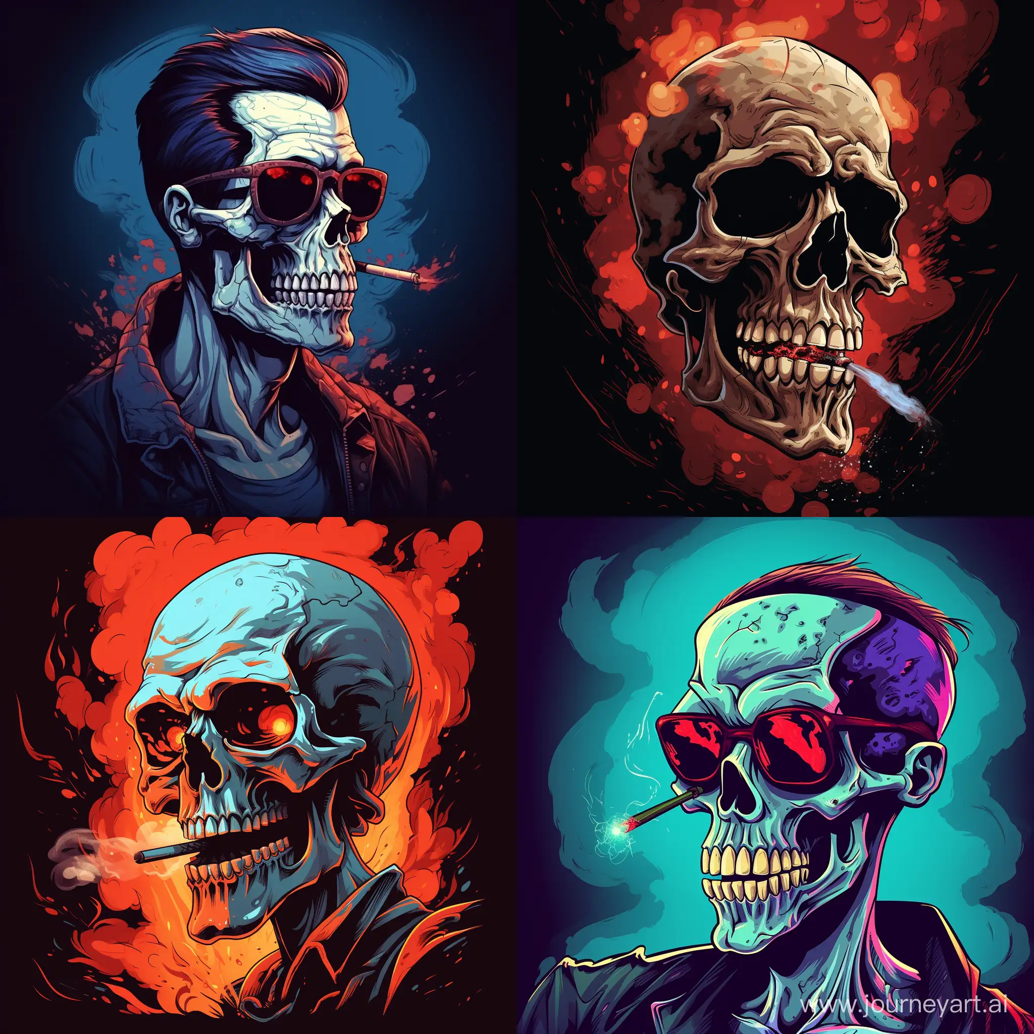 Comic-Style-Smoking-Skull-Art