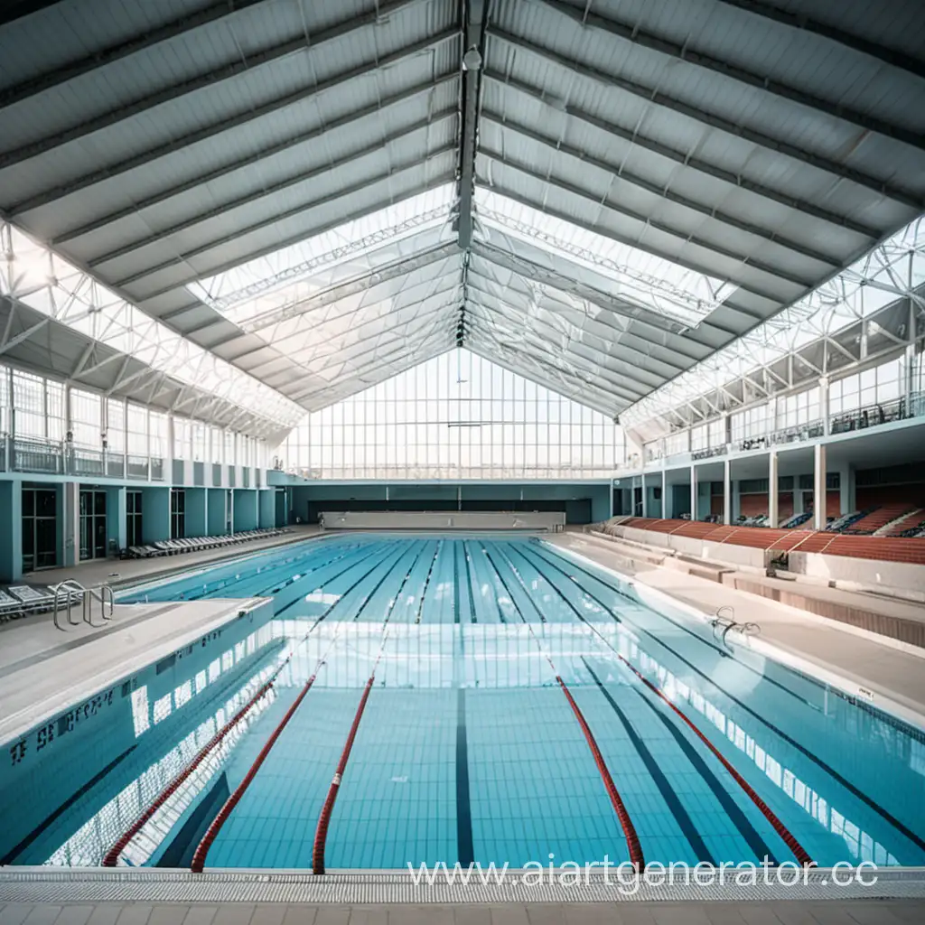современный спортивный комплекс с бассейном изнутри