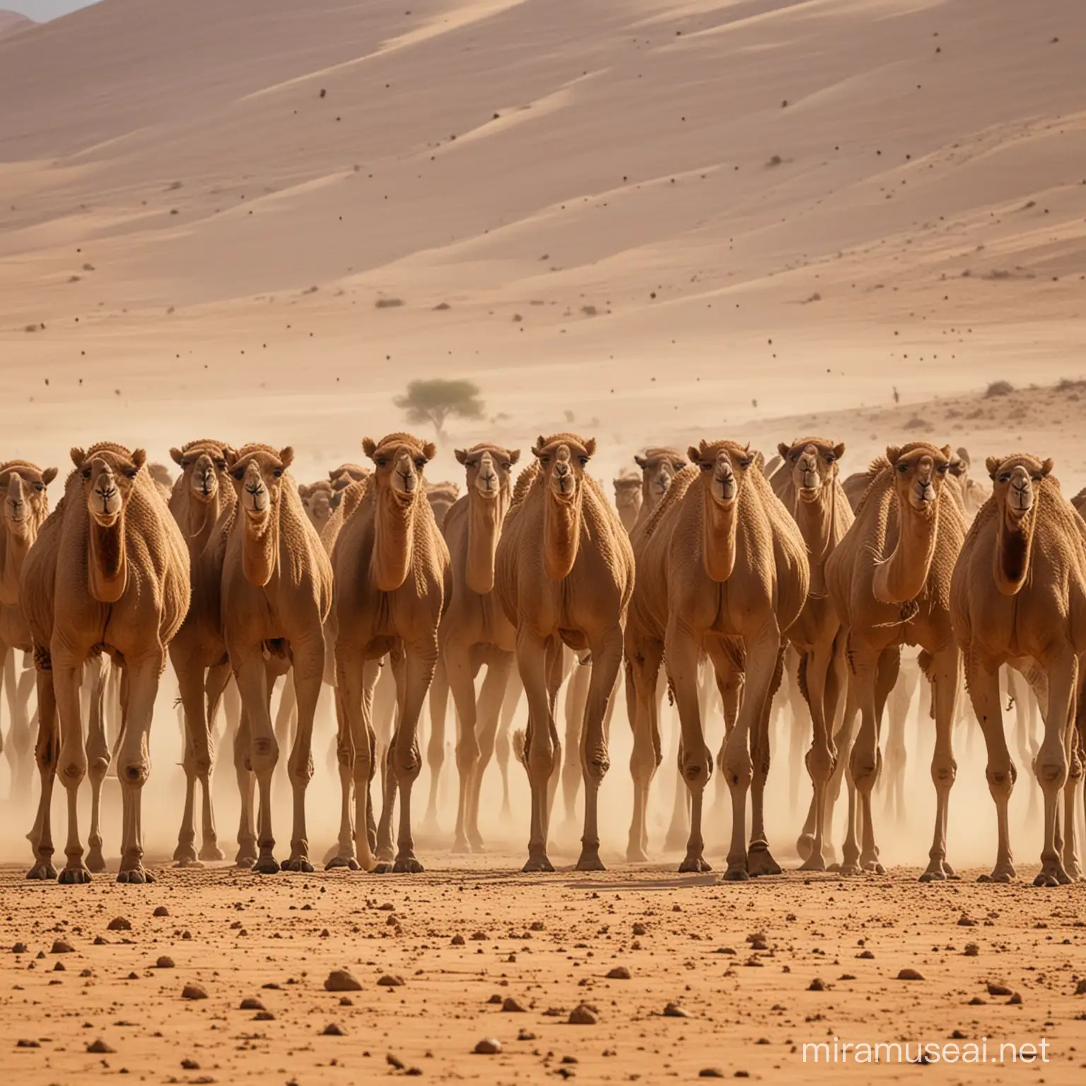 10, 000 camels infested with fleas , marching towards  a giant anus.