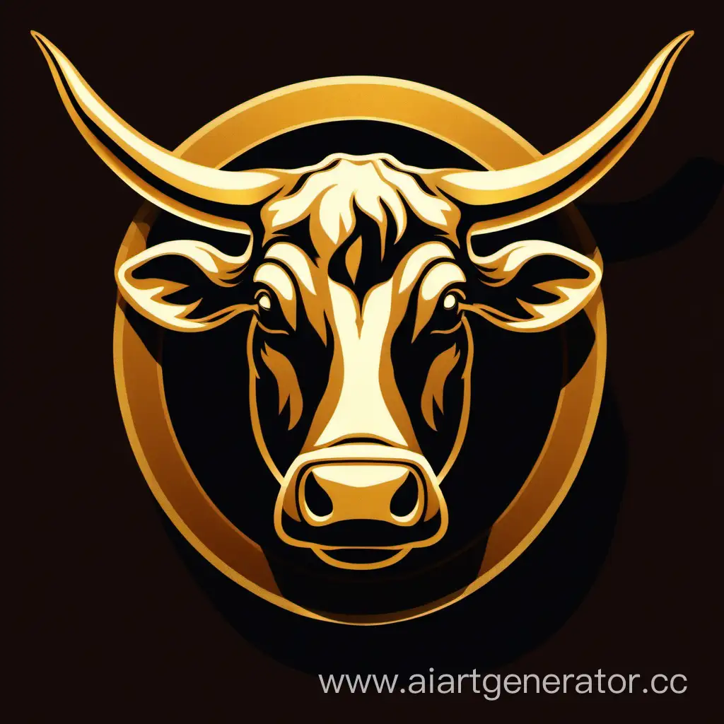 Golden-Silhouette-Cow-Head-Dark-Brown-Background