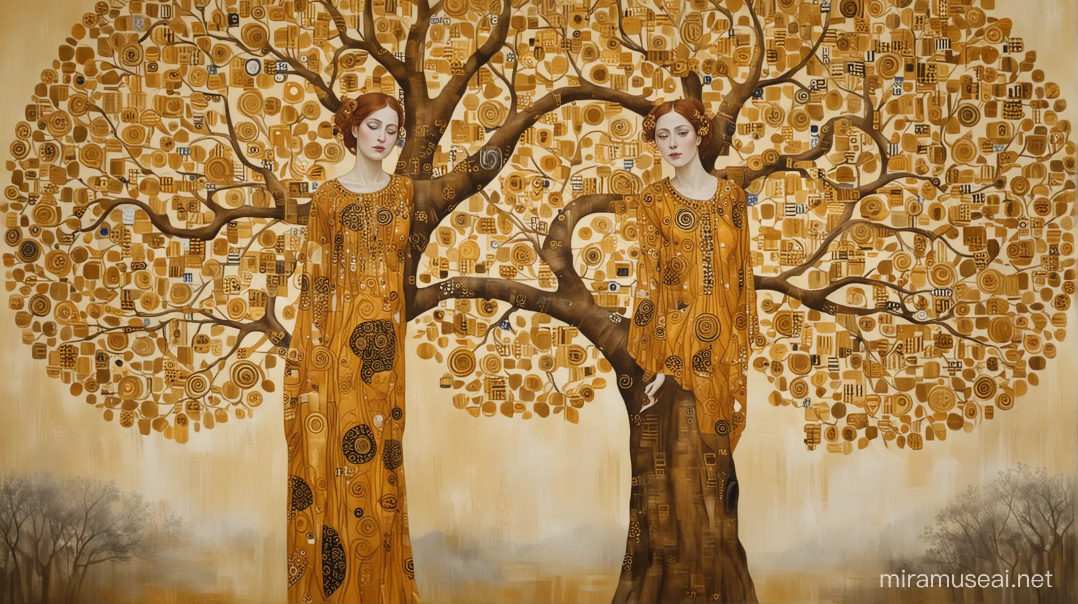 Mystical Woman Amidst the Golden Tree of Life Adele Bloch Bauer II Inspired Oil Painting