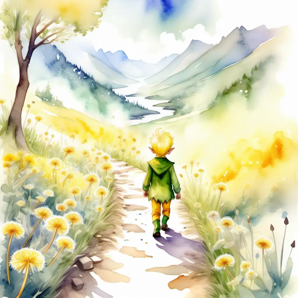 Enchanting Nature Stroll with Magical Elf in Watercolor Wonderland
