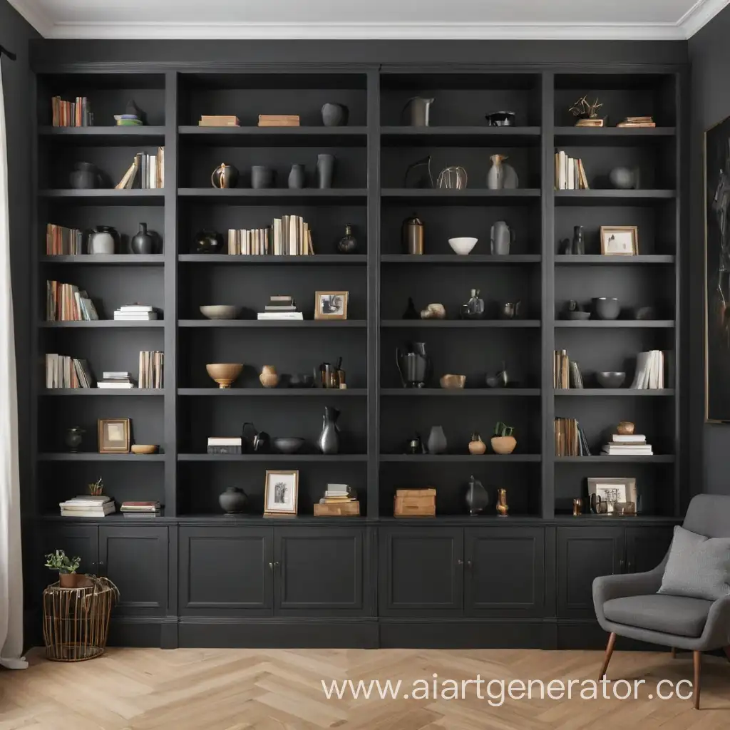 Elegant-Black-Shelving-Unit-Adorning-a-Spacious-Wall