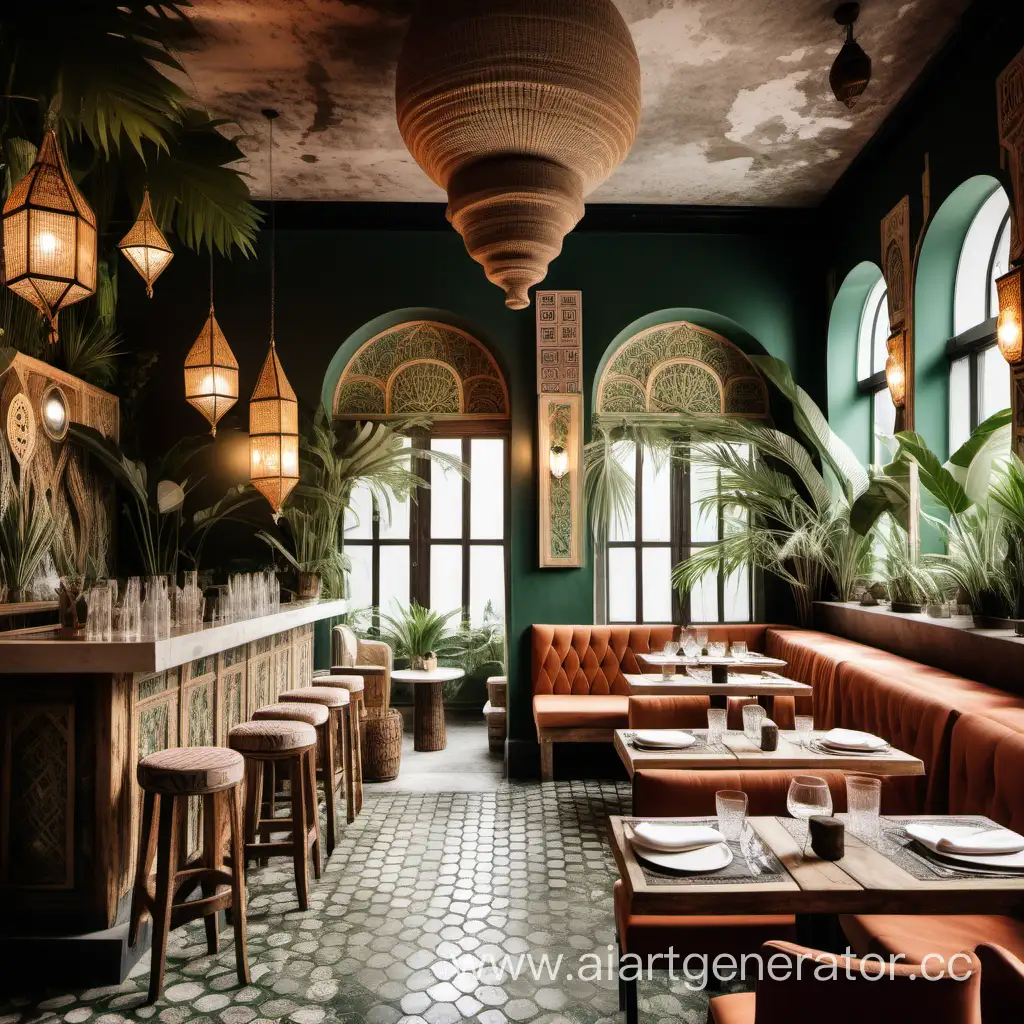 Eclectic-Fusion-Restaurant-Interior-with-Natural-Textures-and-Global-Influences