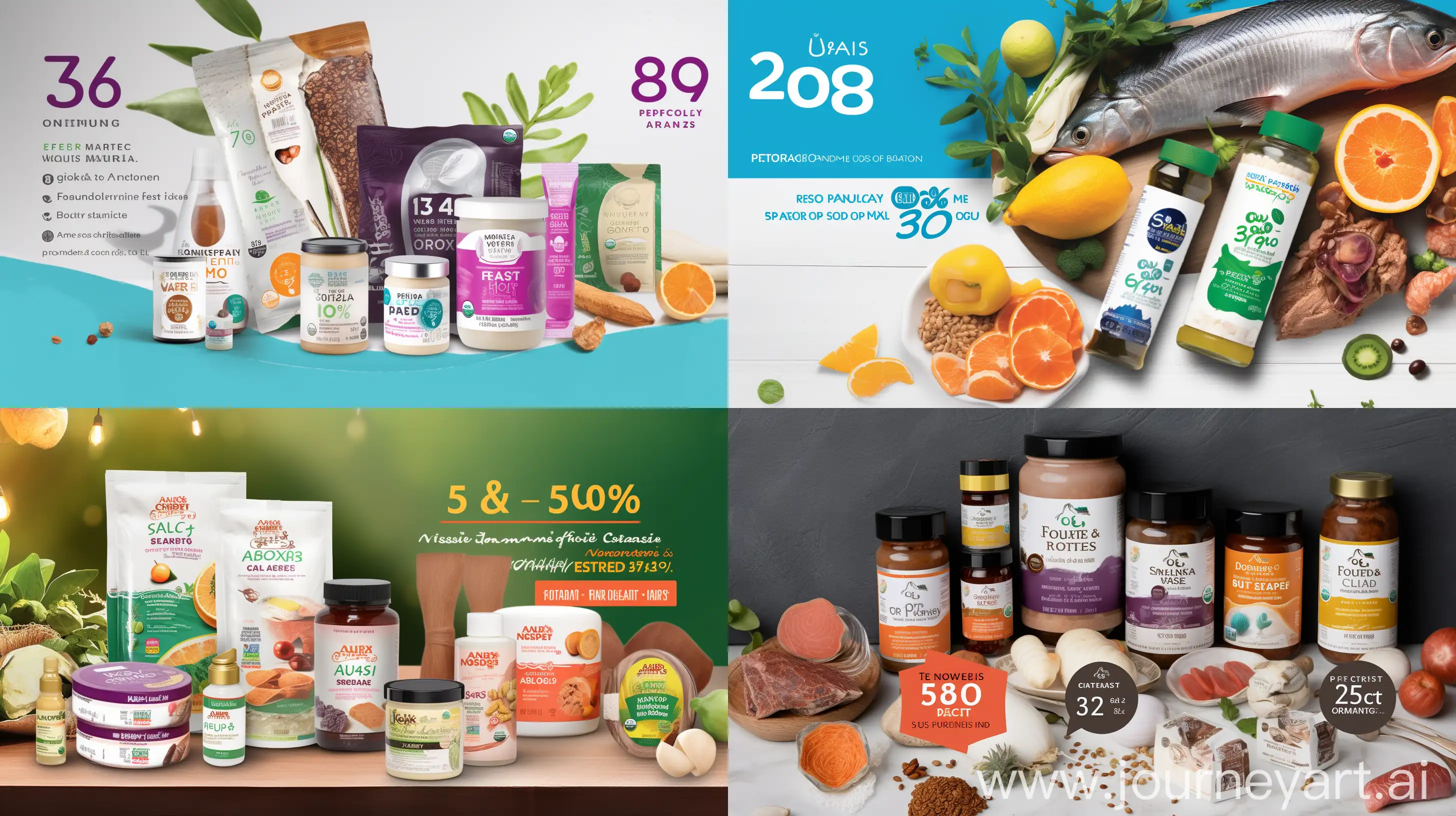  A vibrant banner ad showcasing a 5%20discount on all catalog products, featuring a variety of items such as wound plasters, medical products, and food supplements, with each product highlighted in a visually appealing and informative way, Photography, high-resolution image captured with a DSLR camera, emphasizing sharpness and detail, --ar 16:9 --v 5