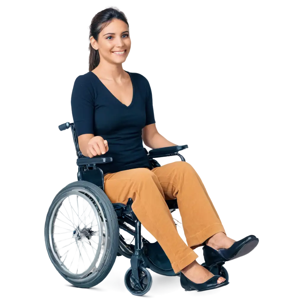 Beautiful European disabled woman in a wheelchair