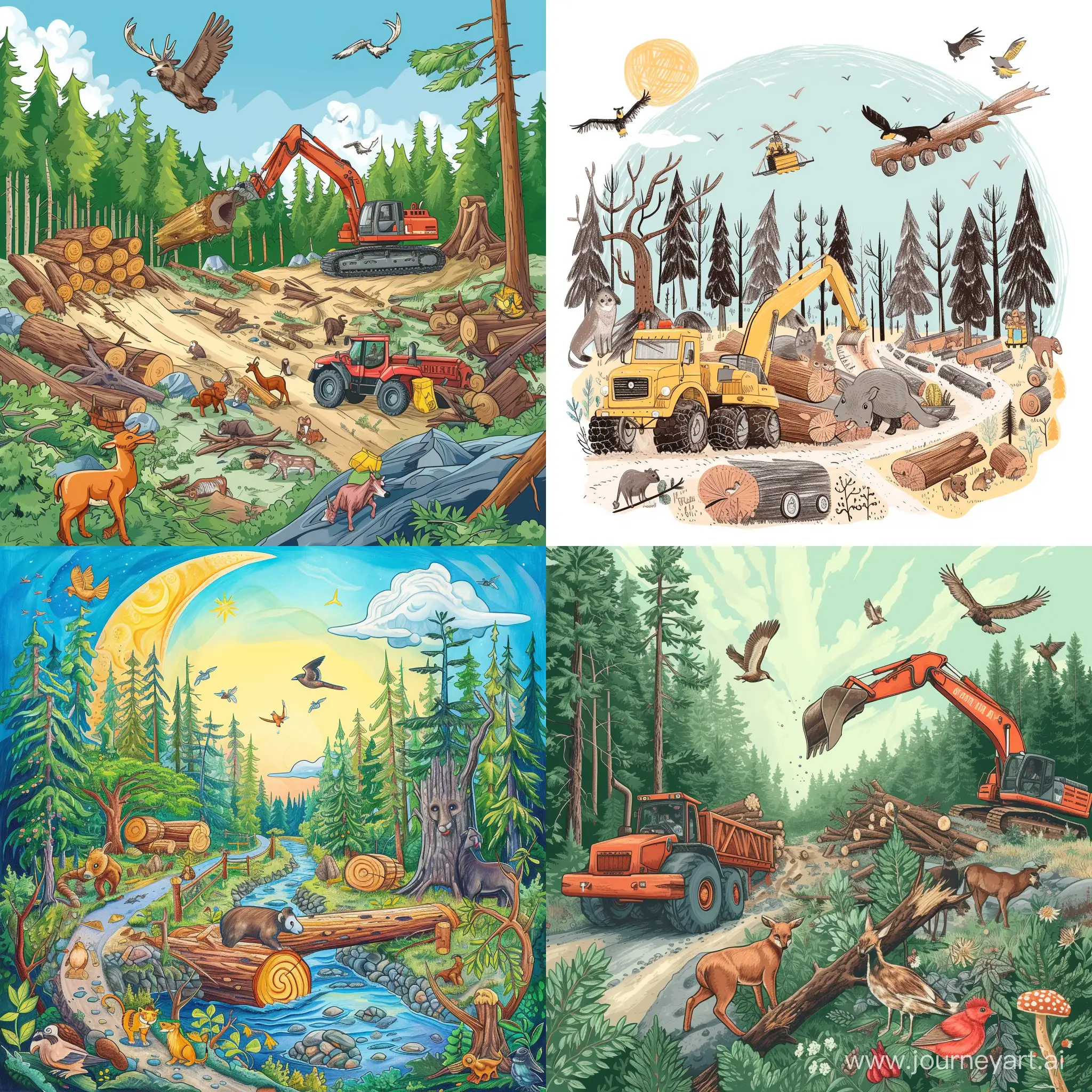 Ecological-Logging-Company-Harmony-Vibrant-Forest-Scene-with-Positive-Animal-Interactions