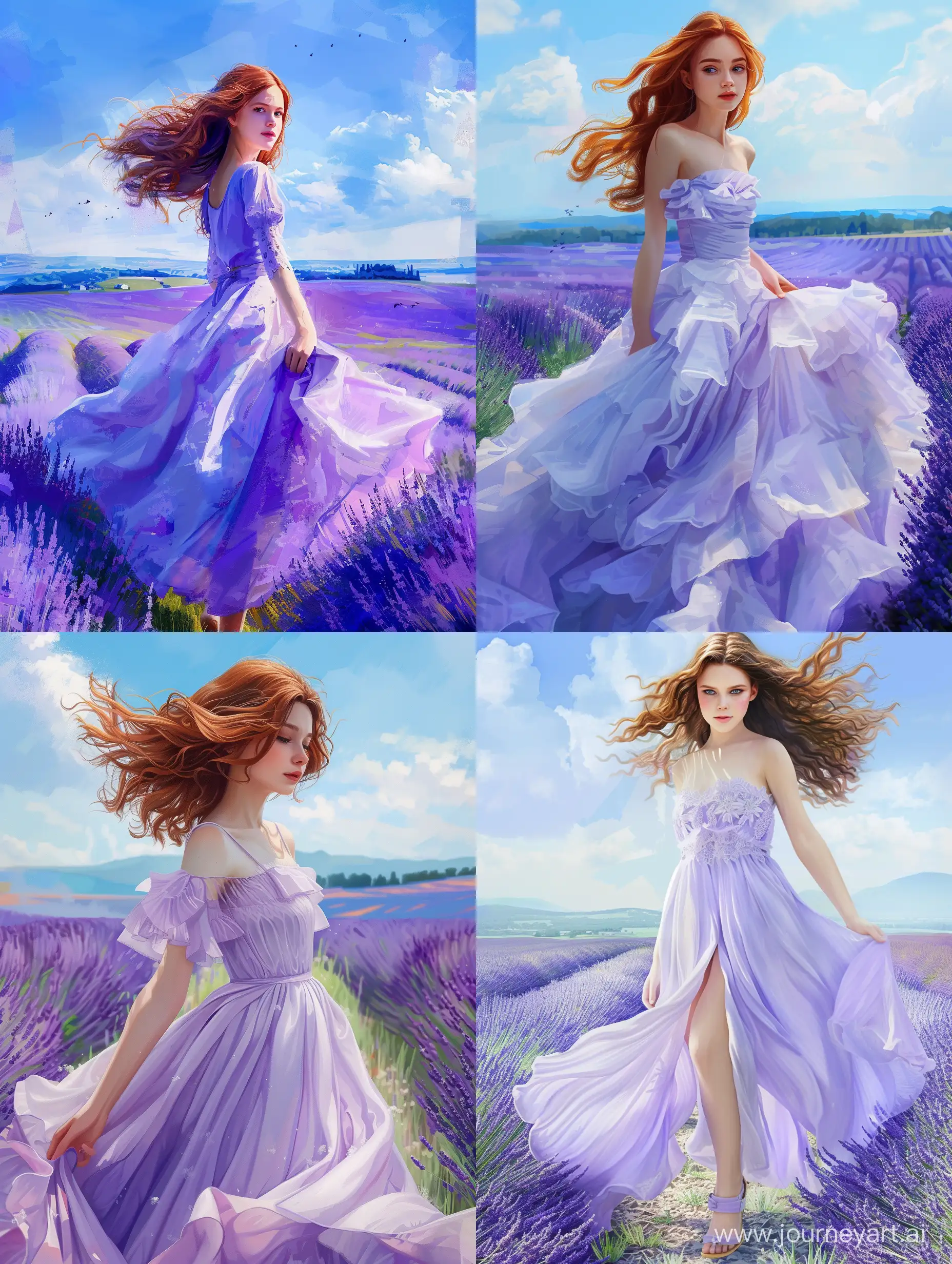 Graceful-Woman-in-Lilac-Dress-Strolling-Through-Lavender-Field