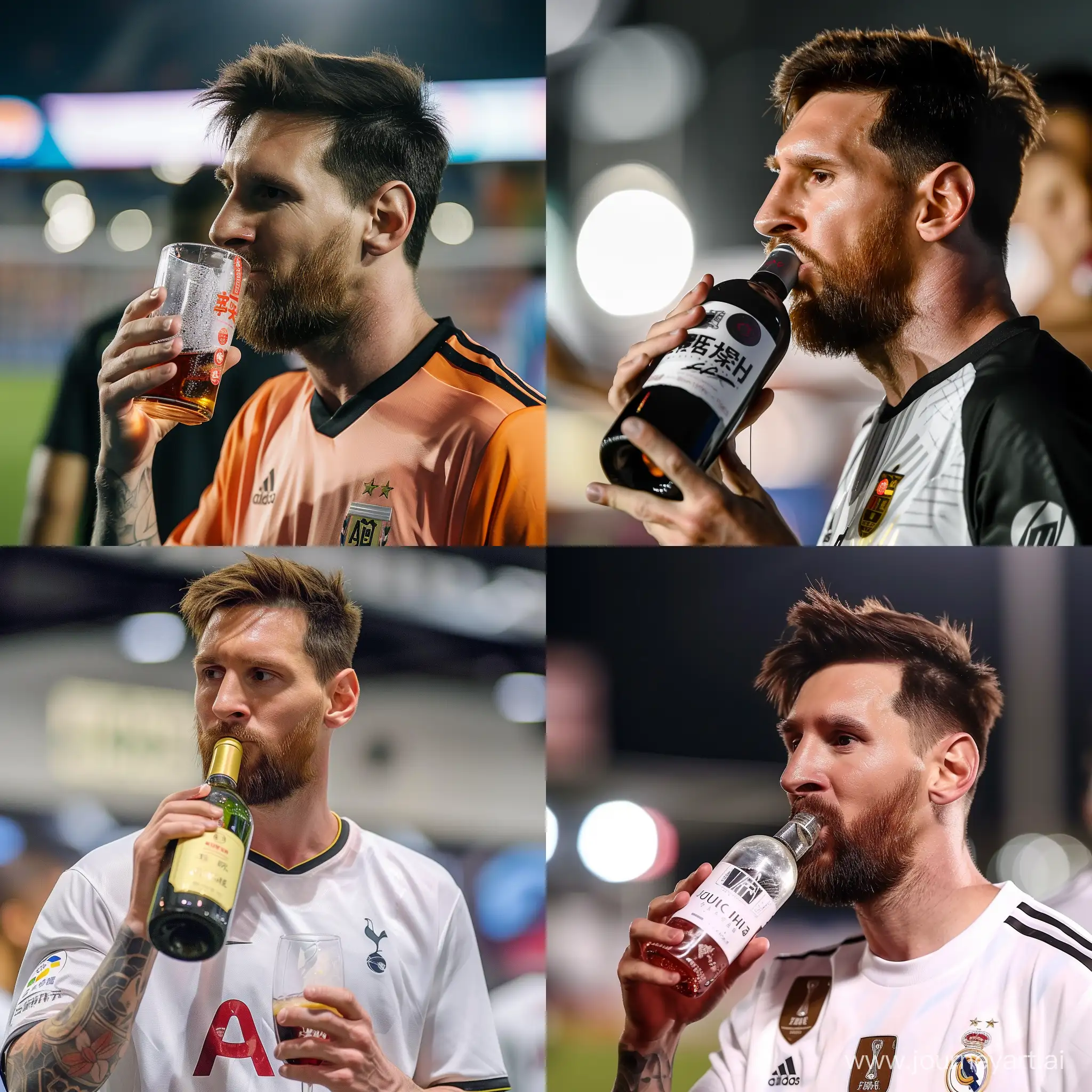 Miami International soccer Messi drinking guichow maotai wine and say hao