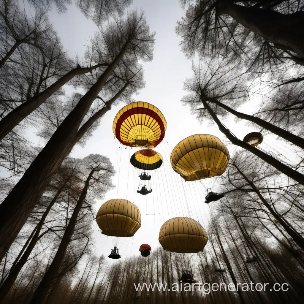 Dome-Parachutes-Nestled-Among-Trees