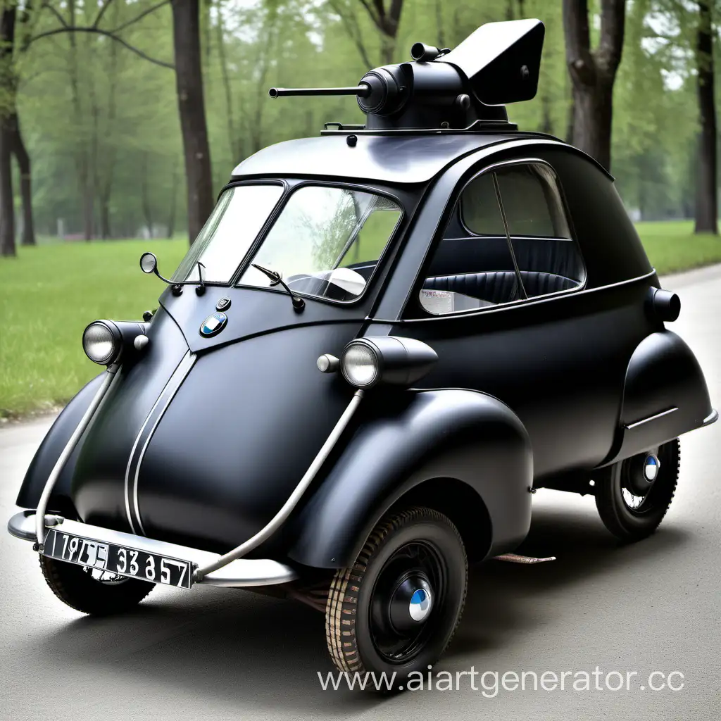 BMW isetta all black built in 1935 IN NAZI GERMANY with tanks on the back


